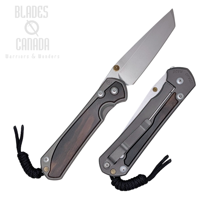 (image for) Chris Reeve Large Sebenza 31 Tanto Framelock Folding Knife, MagnaCut SW, Left Handed, Titanium Glass Blasted w/Macassar Ebony Inlay, L31-1135